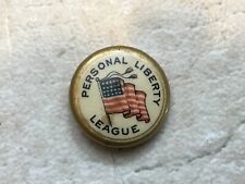 RARE vintage Personal Liberty league pin back button Patent April 4  1804 picture
