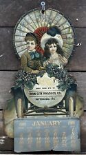 Antique Victorian Die Cut Iron City Produce Co. Pittsburgh PA. Calendar Boy/girl picture
