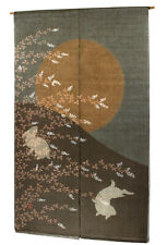 Kyoto Noren Japanese Hand Woven Modern Double Curtain Moon Rabbit 150cm Gift F/S picture