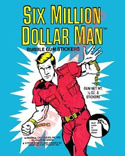 1975 DONRUSS SIX MILLION DOLLAR MAN TV Show Sticker Wax Pack Wrapper 8x10 Photo picture
