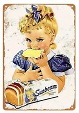 DISTRESSED LOOK SUNBEAM ENRICHED BREAD GIRL TIN METALSIGN 8