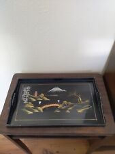 VTG MT. FUJI Japanese Japan Mother of Pearl Inlay Lacquered Tray 18