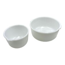 Set of 2 Glasbake Milk Glass Mixing Bowls for Sunbeam Mixmaster Stand Mixer picture