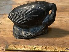Vintage Signed Canadian Eskimo Goose Bird Inuit Carved Stone Igloo Tag Authentic picture