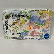 Vintage Cannon Monticello Pillowcases Colorful Floral Pattern Pair New Old Stock picture