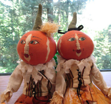 Joe Spencer Halloween Peter Pumpkin Lulie Leaf Doll Figurine Gathered Traditions picture