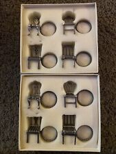 Williamsberg Kirk Stieff 8 Pewter Colonial Chair Napkin Ring Card Holders Lenox picture