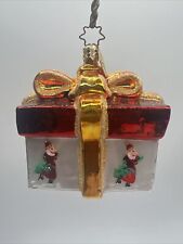 Christopher Radko Nick Gift White Present Gold Bow Christmas Ornament Retired  picture