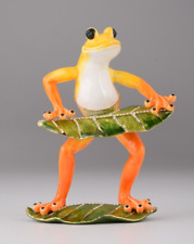 Keren Kopal Frog playing Piano trinket box by  Austrian Crystal  Faberge picture