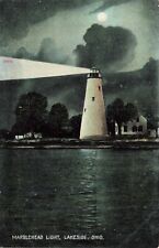Marblehead Light Lakeside, Ohio Vintage PC Lighthouse at Night Unposted picture
