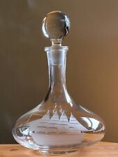 Vintage Etched Crystal Clipper Ship's Liquor Decanter picture