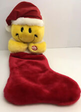  MTY International Plush Yellow Happy Face Giggling Christmas Stocking picture