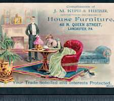 Antique 1800's Lancaster Furniture Store Keiper & Hertzler Victorian Trade Card picture