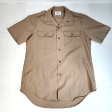 Vintage CREIGHTON Army Tan 445 Button Shirt MENS Medium 15 M 15.5 Made in USA picture