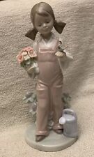 Vintage LLADRO “Spring” Porcelain Figurine Girl Flowers Bird  #5217 Hand Painted picture