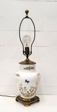Vintage Aynsley Butterflies and Flowers White Porcelain Brass Table Lamp  picture