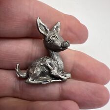 VINTAGE PEWTER MINIATURE Deer SITTING DOWN FIGURINE TINY picture