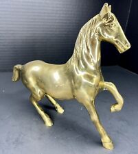 Vintage large Solid brass Equestrian prancing horse stallion figurine statue 12