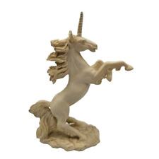 Vintage 1990s Solid Cream Stone Unicorn Figure Figurine On Hind Legs picture