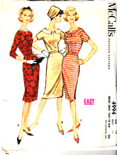 Vintage McCall's Pattern 4994 c1959, Misses Sheath Dress, Size 14 picture