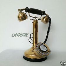Antique Vintage Brass Royal Retro Design Telephone Rotary Dial Candlestick picture