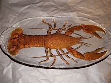 Vintage Glass Large Tray/Platter - Lobster Design - 19 3/4