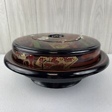 Vintage Japanese Lacquerware Bowl w/ Lid & Plates Revolving Lazy Susan **READ picture