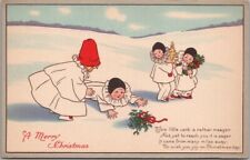 c1910s CHRISTMAS Postcard This Little Card is Rather Meager- STECHER 725D Unused picture