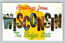 LARGE LETTER Greetings, Wisconsin c1974 Vintage Postcard picture