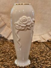 LENOX Ivory Porcelain 24k Gold Trim Bud Vase Rose Blossom Approx. 6 Inches Tall picture