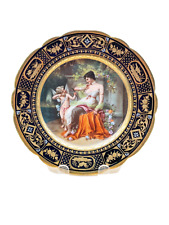 Fine Handpainted Antique Royal Vienna Portrait Plate Cobalt Gilt Border Cupid picture