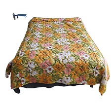 Vintage Sears Blanket Comforter Bedspread Full Coverlet Floral Power 70 Quilt picture