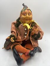Vintage Whimsical Winward Pumpkin Head Stuffed Fall Steampunk Anthromorphic Doll picture