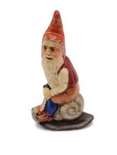 Vaillancourt Father Christmas on Snail Shell Chalkware Folk Art Holiday Figurine picture