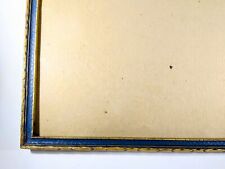 Antique Frame Fits 14x11 In. Art, No Glass, Thin Wooden Sides, Gold & Blue picture