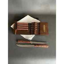 VTG REGENT SHEFFIELD Wooden Handle Steak Knives Set of 6 hangable holder cutlery picture