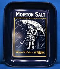 Morton Salt Girl with Umbrella ~ Tin Tray ~ History of Umbrella Girl on Back picture