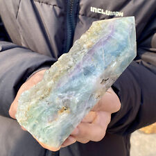 2LB Natural Fluorite Crystal Column Magic Wand Obelisk Point Earth Healing picture