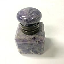 Vintage Purple Stone With Hinged Cover Inkwell picture