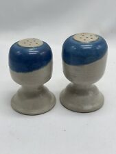 Art Pottery Salt & Pepper Shakers Blue White Chunky Heavy RARE picture