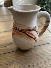 Vtg Native American Orange & Brown Clay Pottery Pitcher picture
