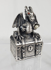 Vintage Metal Art- Oriental Pewter Dragon Figurine- Trinket Box picture