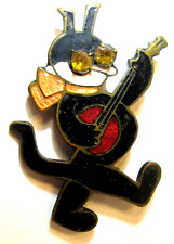 1930's KRAZY KAT & BANJO figural enamel inlay pin brooch pinback comic character picture