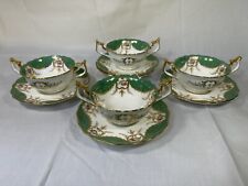 (4) Cauldon England for Henry Morgan & Co, Green & Rose Bouquet CREAM SOUP SETS picture