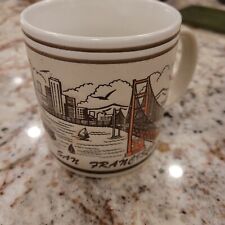 Vintage San Francisco California Souvenir Coffee Mug Cup Embossed Bird Boat picture