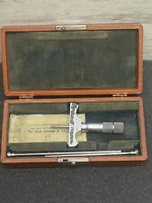 Vintage Brown & Sharpe No. 608 Depth Micrometer Gage Head 0-1” with extra rods picture