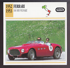 1952-1953 Ferrari 166 MM Barchetta Vignale Race Car Photo Spec Sheet Info CARD picture