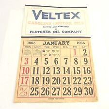 VINTAGE 1965 VELTEX GASOLINE & MOTOR OILS FLETCHER CALENDAR UNUSED 9.5
