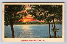 Bolivar MO- Missouri, Scenic Greetings Lake, Antique, Vintage c1942 Postcard picture