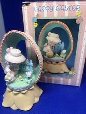 Vtg. Enesco Precious Moments Happy Easter Parade Revolving Music Box see video picture